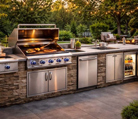 best built in outdoor kitchen appliances 2026 setup with grill and fridge